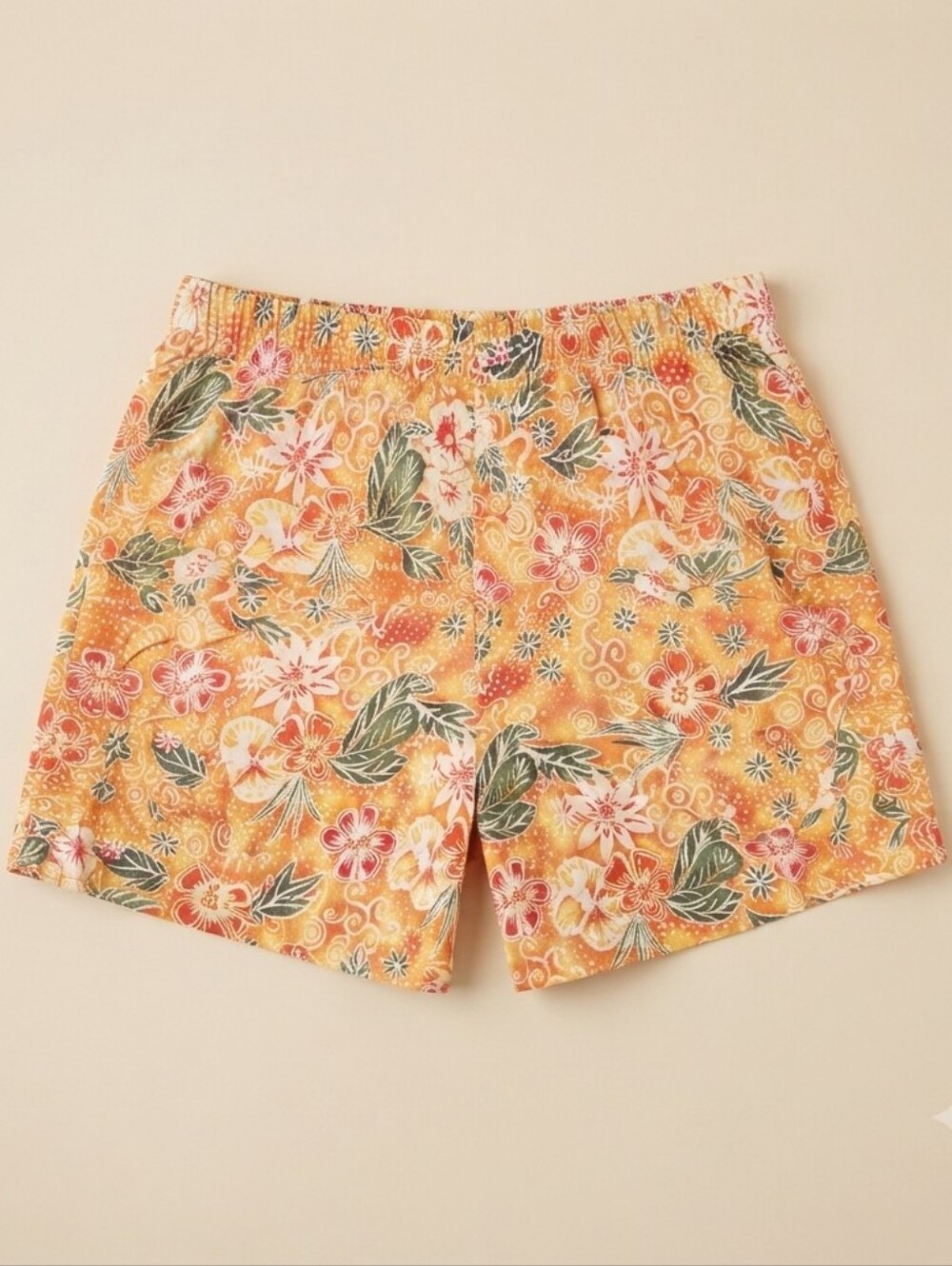 Bobbie Brooks Women's Plus Size 22/24 Shorts Orange Yellow Floral Rayon Pull-On